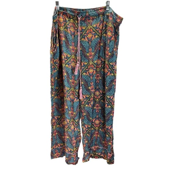 Anthropologie Pajama Pants  Animal Print 2X butterflies multicolor modal pockets - Picture 1 of 10
